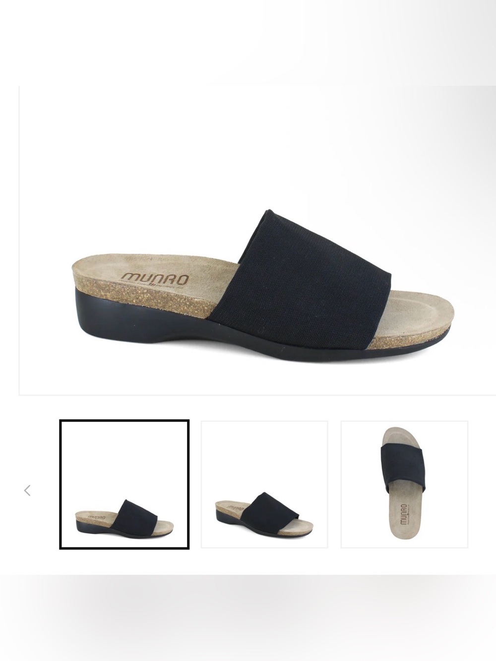 Munro Casita Women's Black Slide casual Sandal with Cork Footbed new 9.5 WIDE